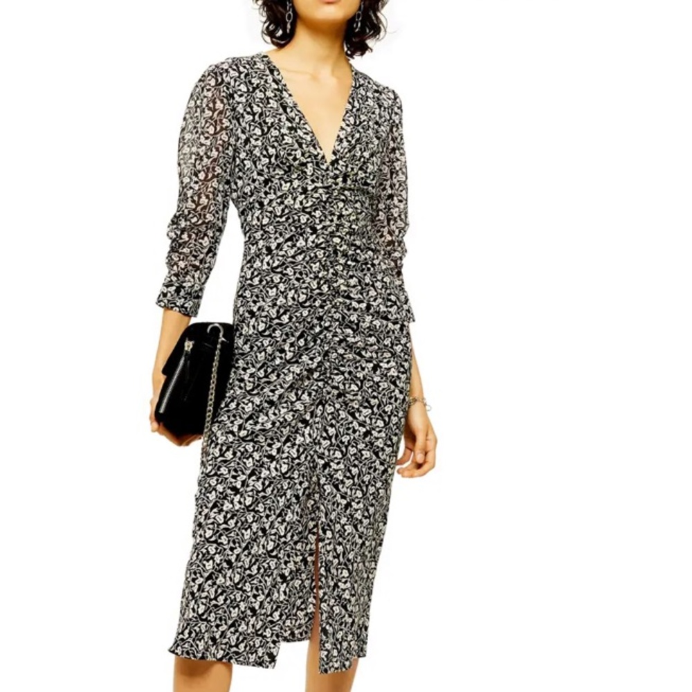 Topshop Rushed Floral Print Dress